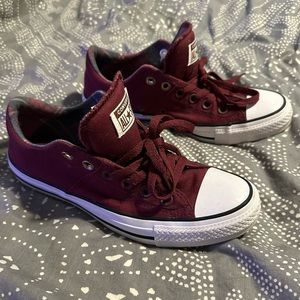Converse Chuck Taylor All Star Madison Maroon Burgundy Sz 8 Plaid Low Tops